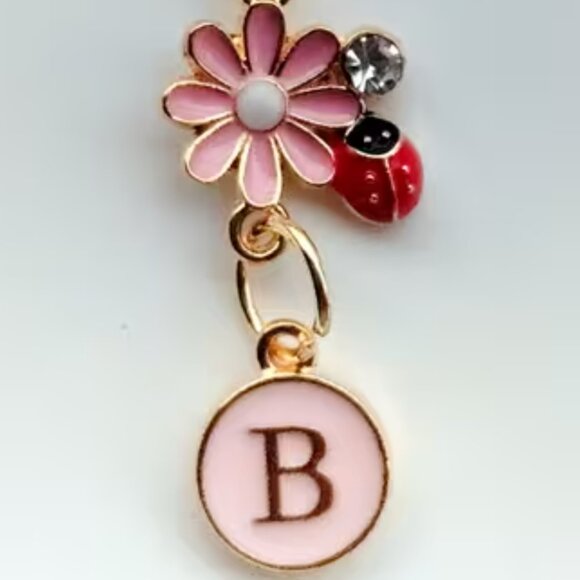 PINK Flower Keychain/Bag Charm - Initial B - Picture 3 of 5